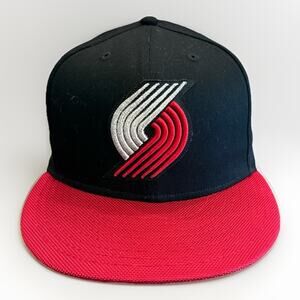 New Era 9Fifty Mens Black Red NBA Portland TrailBlazers Adjustable SnapBack Hat
